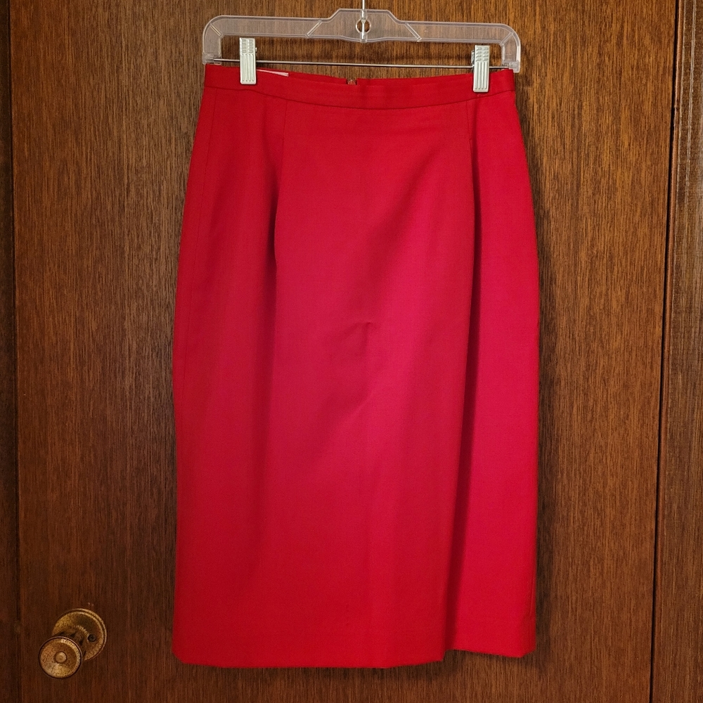 Vintage red wool pencil skirt